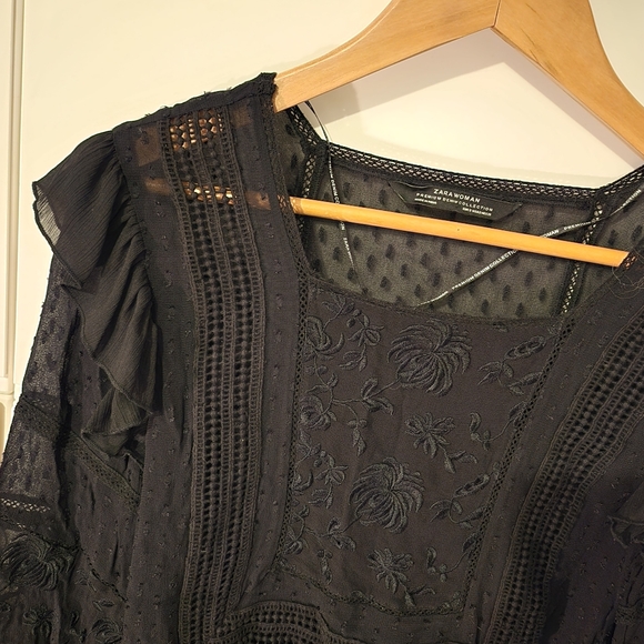 Zara Bell Sleeve Gothic Sheer Blouse - Picture 2 of 7
